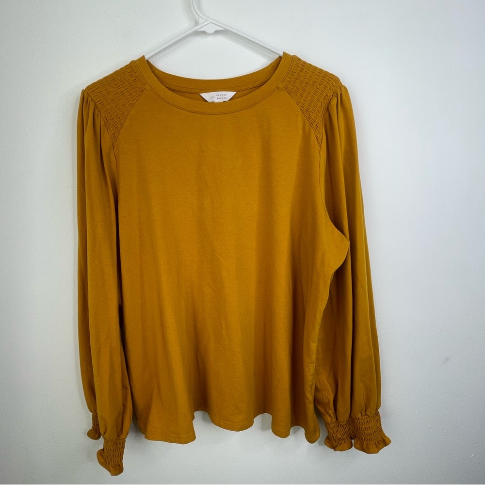 LC Lauren Conrad Mustard Long Sleeve cotton Top size XXL